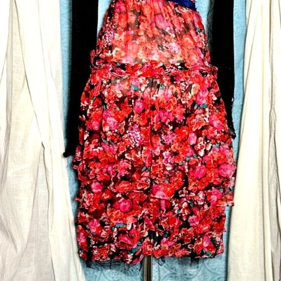 Handmade Tiered Silk Floral Skirt - Picture 3 of 4